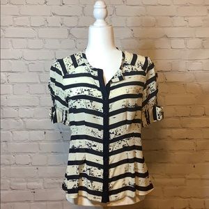NANETTE LEPORE x  Navy Blue & White Striped Blouse